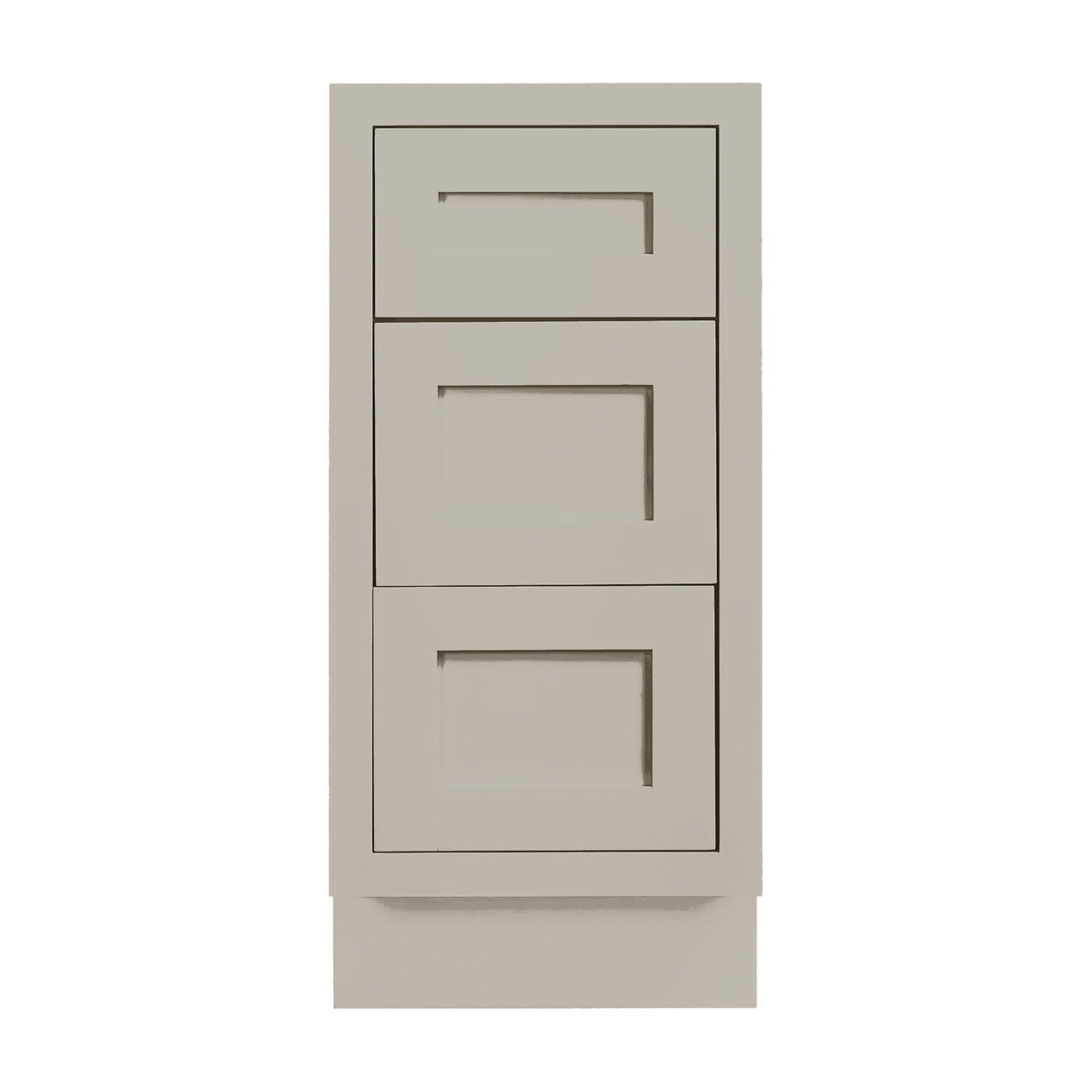 15 inch freestanding bathroom vanity drawer base in Tuscan Grey with inset Shaker fronts