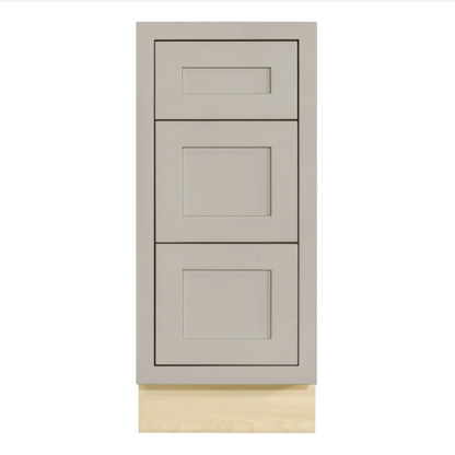 RTA 15"W Kitchen Three Drawer Base Cabinet in Tuscan Grey Inset Shaker