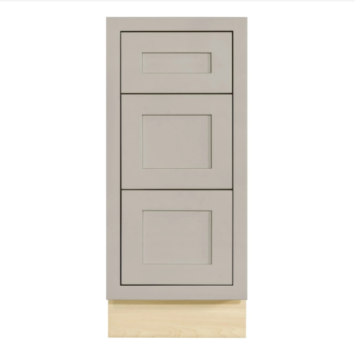 RTA 15"W Kitchen Three Drawer Base Cabinet in Tuscan Grey Inset Shaker