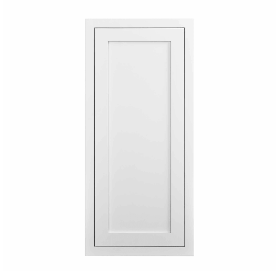 15"W x 30"H wall cabinet with single door and two shelves in a Snow White finish