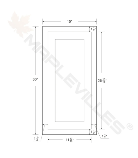 RTA 15"W x 30"H Kitchen Wall Cabinet with Single Door and Two Shelves in Tuscan Grey Inset Shaker