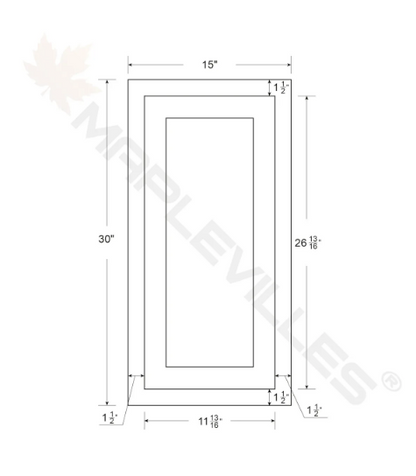 RTA 15"W x 30"H Kitchen Wall Cabinet with Single Door and Two Shelves in Tuscan Grey Inset Shaker