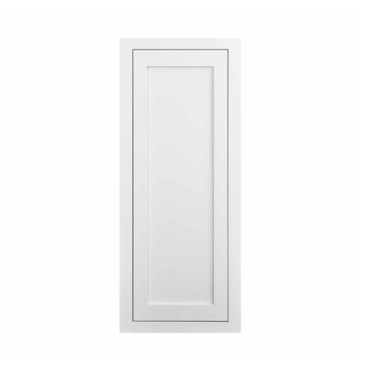 RTA 15"W x 39"H Kitchen Wall Cabinet with Single Door and Two Shelves in Snow White Inset Shaker