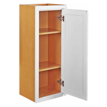 RTA 15"W x 39"H Kitchen Wall Cabinet with Single Door and Two Shelves in Snow White Inset Shaker