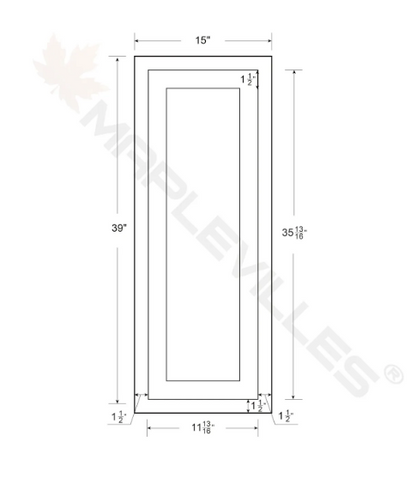 RTA 15"W x 39"H Kitchen Wall Cabinet with Single Door and Two Shelves in Tuscan Grey Inset Shaker