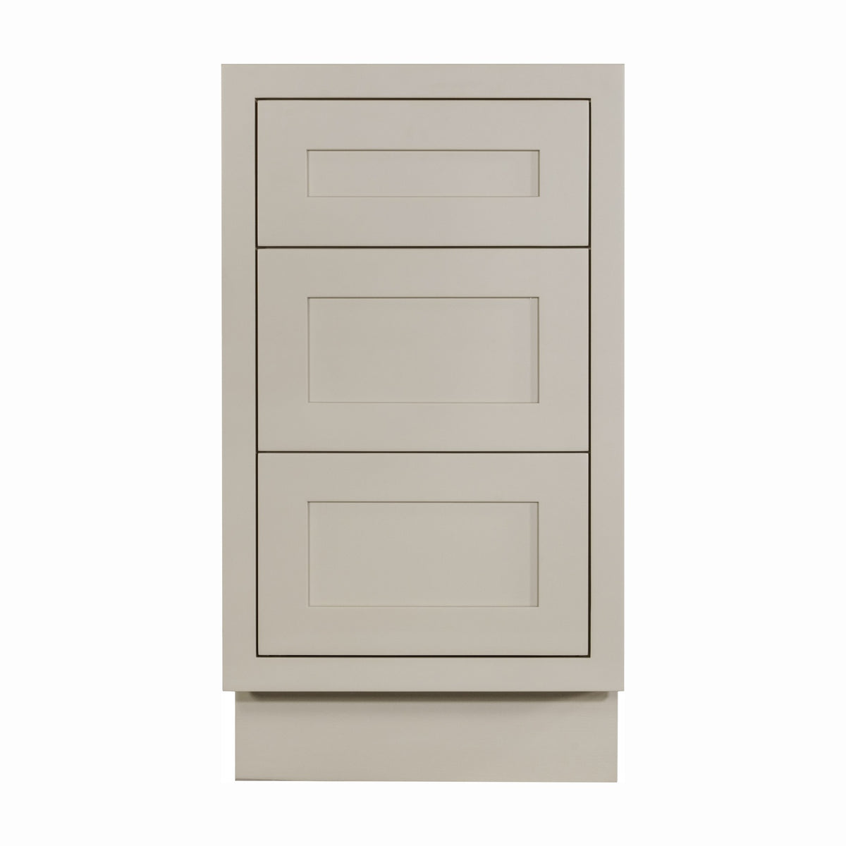 18 inch freestanding bathroom vanity drawer base in Tuscan Grey with inset Shaker fronts