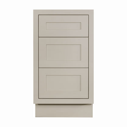 18 inch freestanding bathroom vanity drawer base in Tuscan Grey with inset Shaker fronts