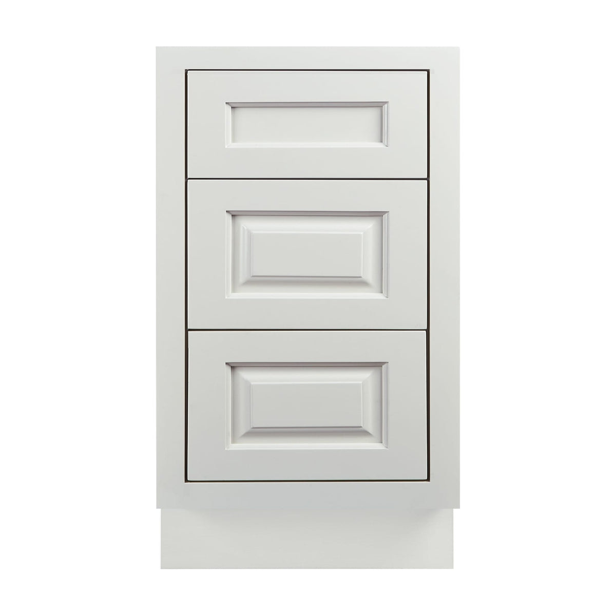 18 inch freestanding bathroom vanity drawer base in Vintage White with inset raised panel fronts