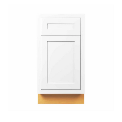RTA 18"W Kitchen Base Cabinet with One Door and One Drawer in Snow White Inset Shaker