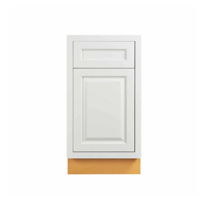 18"W base cabinet with one door and one drawer, Vintage White with inset raised panel fronts
