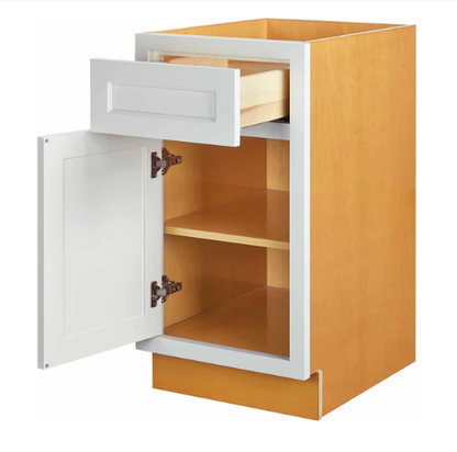 RTA 18"W Kitchen Base Cabinet with One Door and One Drawer in Vintage White Inset Raised Panel