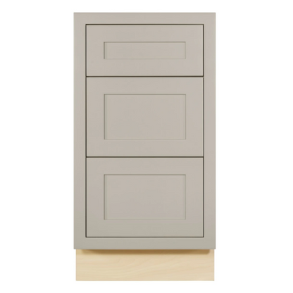 RTA 18"W Kitchen Three Drawer Base Cabinet in Tuscan Grey Inset Shaker