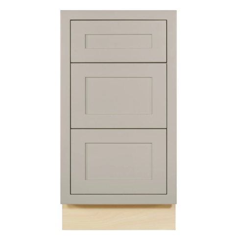 RTA 18"W Kitchen Three Drawer Base Cabinet in Tuscan Grey Inset Shaker