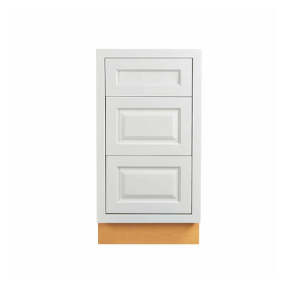 RTA 18"W Kitchen Three Drawer Base Cabinet in Vintage White Inset Raised Panel