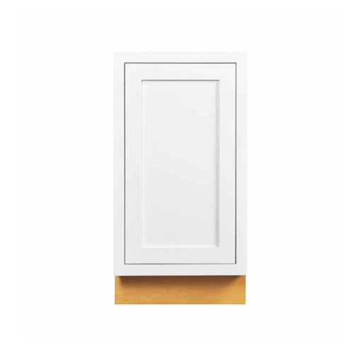 RTA 18"W Kitchen Trash Bin Cabinet with Full Height Door and Single Trash Bin Kit Pull Out in Snow White Inset Shaker