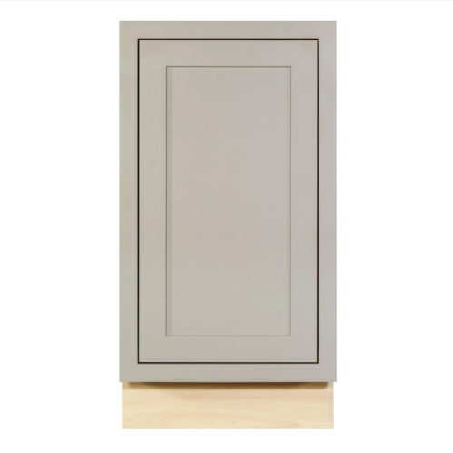 18"W trash bin cabinet with full height door and single trash bin kit pull out, Tuscan Grey with inset Shaker fronts