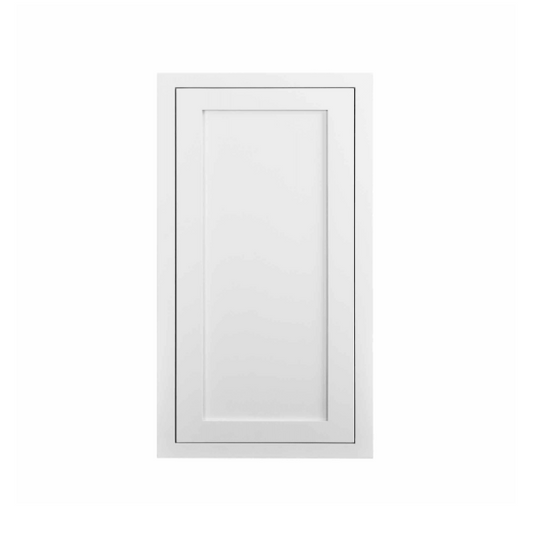 RTA 18"W x 30"H Kitchen Wall Cabinet with Single Door and Two Shelves in Snow White Inset Shaker
