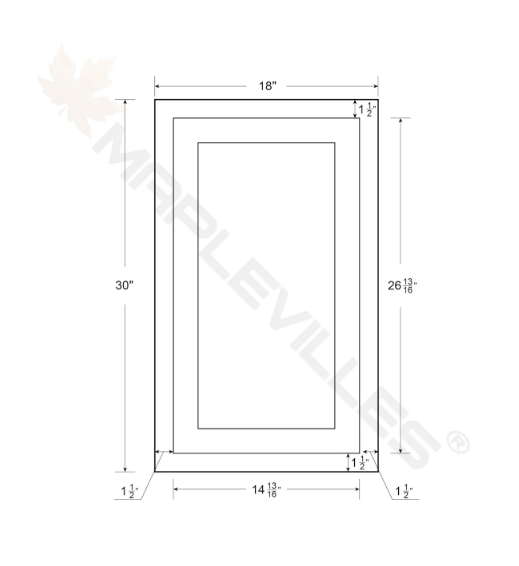 RTA 18"W x 30"H Kitchen Wall Cabinet with Single Door and Two Shelves in Snow White Inset Shaker