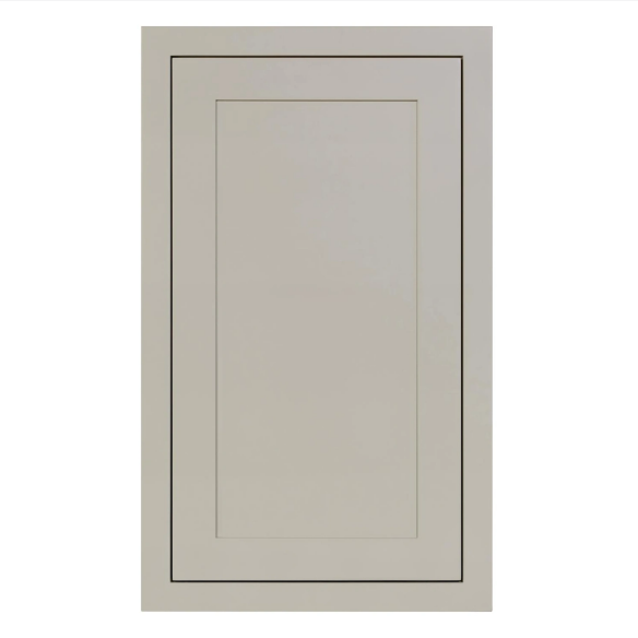 Tuscan Grey wall cabinet with single door and two shelves measuring 18"W x 30"H