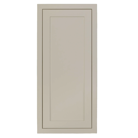 Tuscan Grey wall cabinet with single door and two shelves measuring 18"W x 39"H