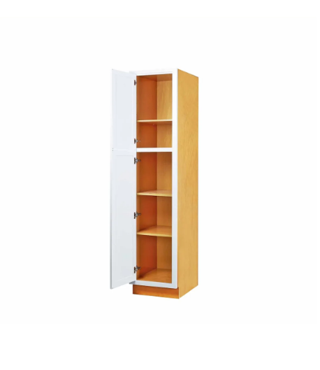 RTA 18"W x 84"H Kitchen Pantry Cabinet with Double Doors and Three Shelves in Snow White Inset Shaker