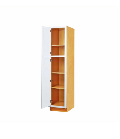 RTA 18"W x 84"H Kitchen Pantry Cabinet with Double Doors and Three Shelves in Snow White Inset Shaker