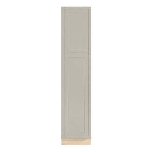 18"W x 84"H Tuscan Grey pantry cabinet with double doors and three shelves