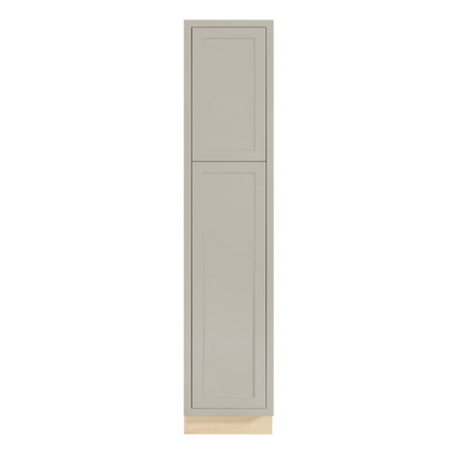 18"W x 84"H Tuscan Grey pantry cabinet with double doors and three shelves