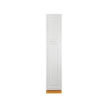Vintage White pantry cabinet with double doors and three shelves measuring 18"W x 84"H