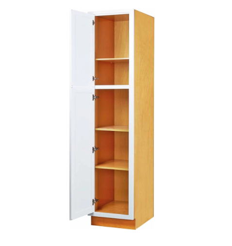RTA 18"W x 84"H Kitchen Pantry Cabinet with Double Doors and Three Shelves in Vintage White Inset Raised Panel
