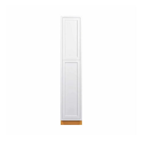 Kitchen pantry cabinet with double doors and four shelves in Snow White, 18"W x 93"H