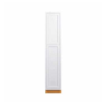 Kitchen pantry cabinet with double doors and four shelves in Snow White, 18"W x 93"H
