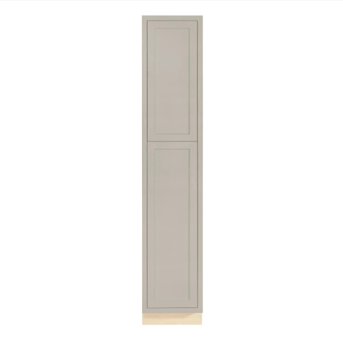 Pantry cabinet with double doors and four shelves, 18"W x 93"H, finished in Tuscan Grey