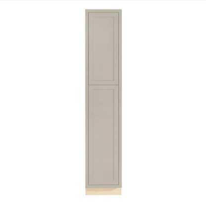 Pantry cabinet with double doors and four shelves, 18"W x 93"H, finished in Tuscan Grey