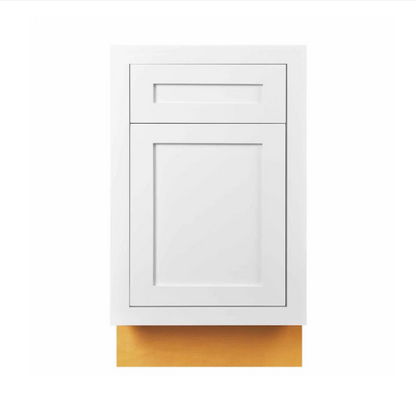 RTA 21"W Kitchen Base Cabinet with One Door and One Drawer in Snow White Inset Shaker