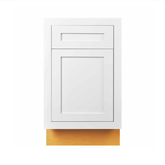 RTA 21"W Kitchen Base Cabinet with One Door and One Drawer in Snow White Inset Shaker