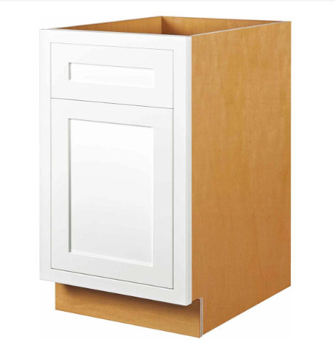RTA 21"W Kitchen Base Cabinet with One Door and One Drawer in Snow White Inset Shaker