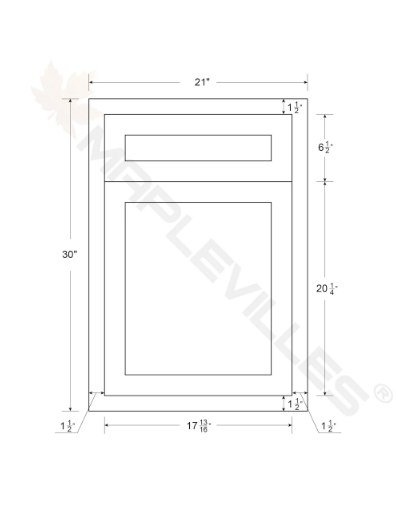 RTA 21"W Kitchen Base Cabinet with One Door and One Drawer in Tuscan Grey Inset Shaker