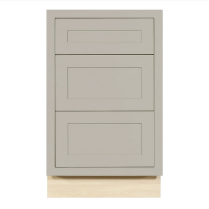 RTA 21"W Kitchen Three Drawer Base Cabinet in Tuscan Grey Inset Shaker