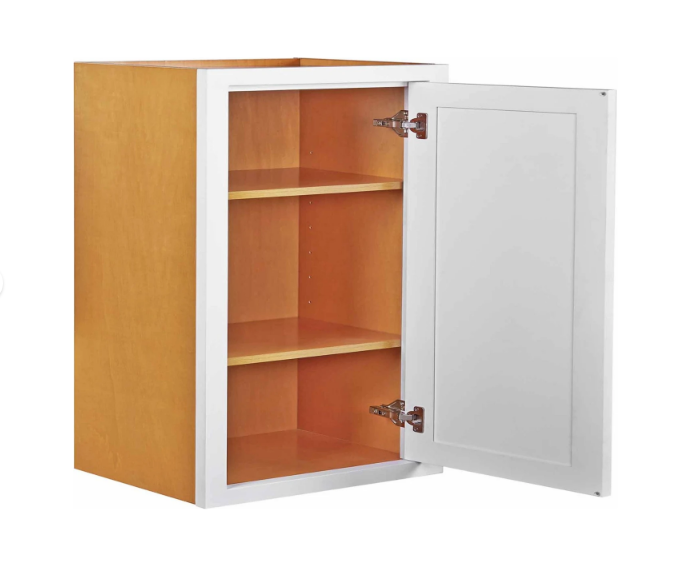 RTA 21"W x 30"H Kitchen Wall Cabinet with Single Door and Two Shelves in Snow White Inset Shaker