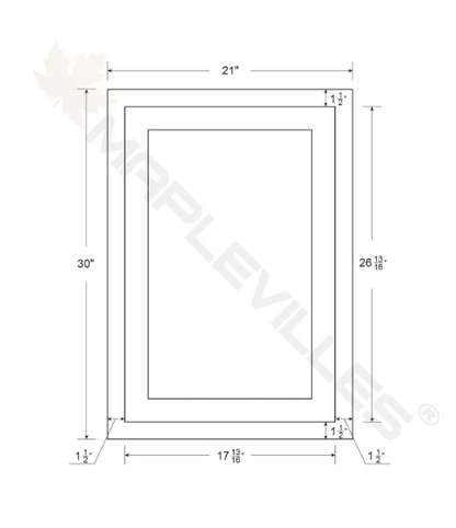 RTA 21"W x 30"H Kitchen Wall Cabinet with Single Door and Two Shelves in Snow White Inset Shaker