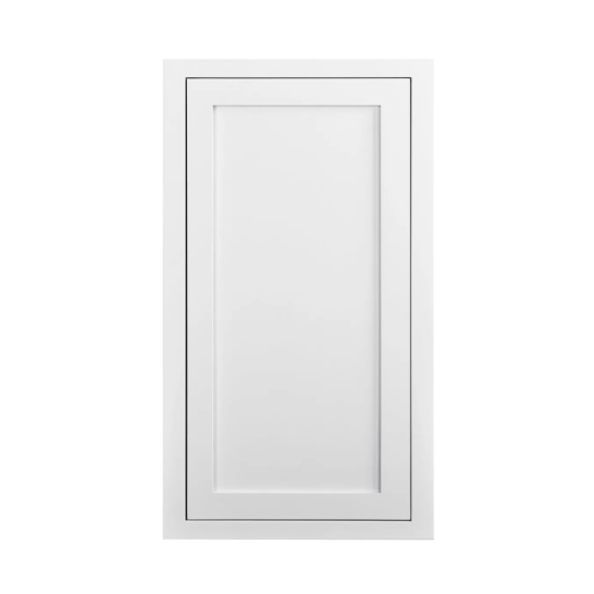 21"W x 39"H wall cabinet with single door and two shelves with inset Shaker fronts in Snow White
