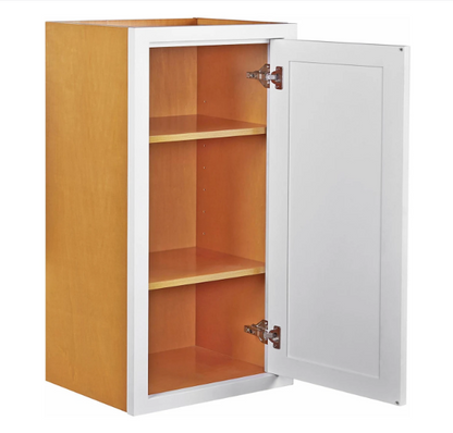 RTA 21"W x 39"H Kitchen Wall Cabinet with Single Door and Two Shelves in Snow White Inset Shaker