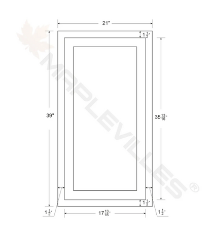 RTA 21"W x 39"H Kitchen Wall Cabinet with Single Door and Two Shelves in Snow White Inset Shaker