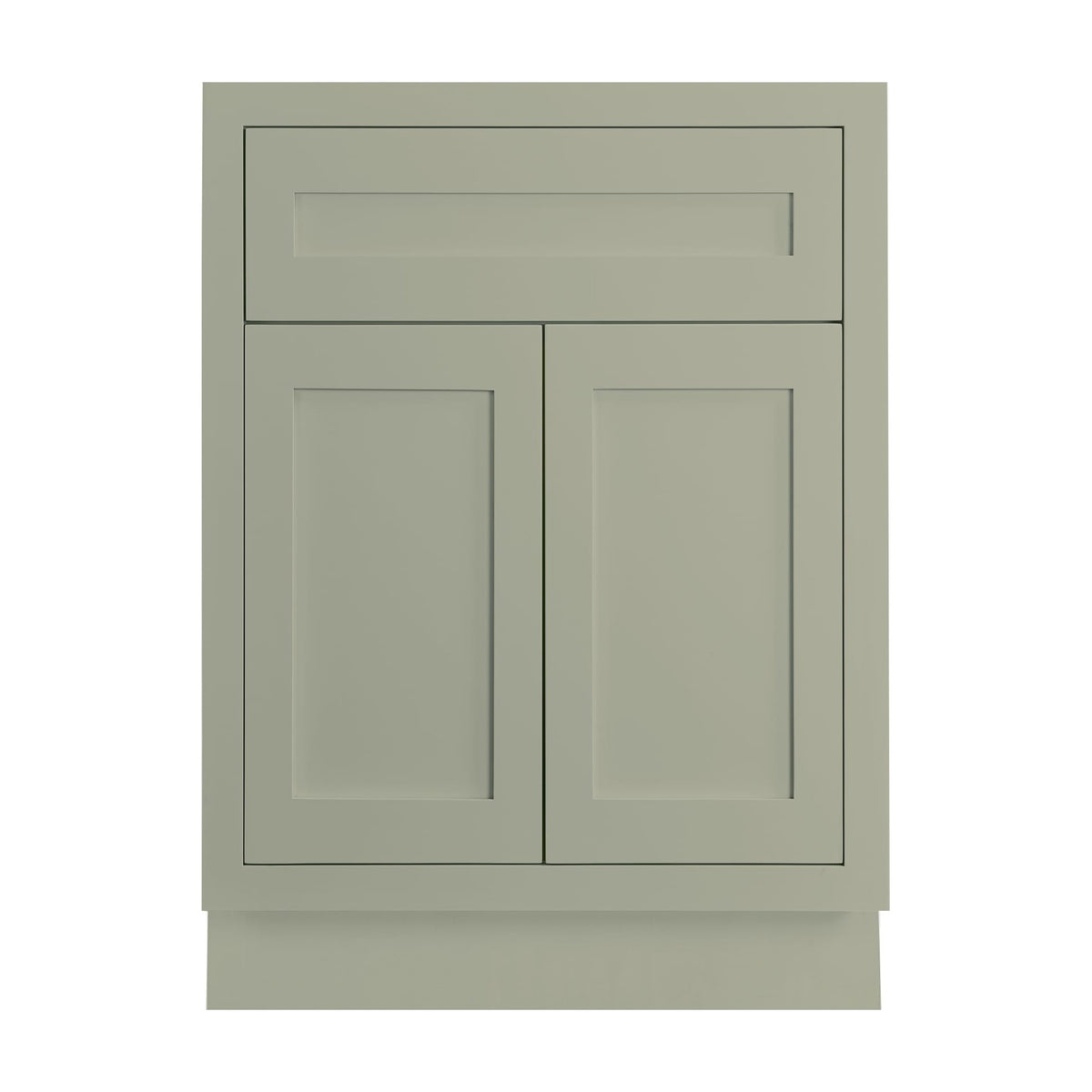 24 inch freestanding bathroom vanity sink base in Venetian Sage with inset Shaker fronts
