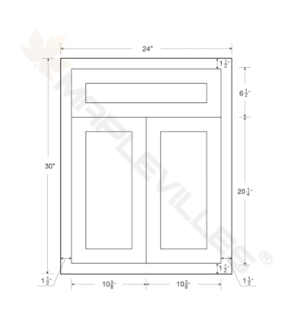 RTA 24"W Kitchen Base Cabinet with Double Doors and One Drawer in Snow White Inset Shaker