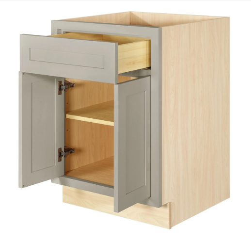 RTA 24"W Kitchen Base Cabinet with Double Doors and One Drawer in Tuscan Grey Inset Shaker