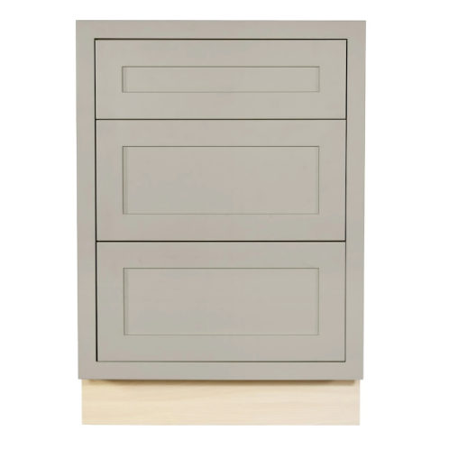 RTA 24"W Kitchen Three Drawer Base Cabinet in Tuscan Grey Inset Shaker