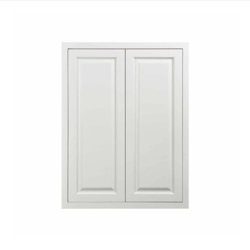 Wall cabinet with double doors and two shelves in Vintage White, sized 24"W x 30"H
