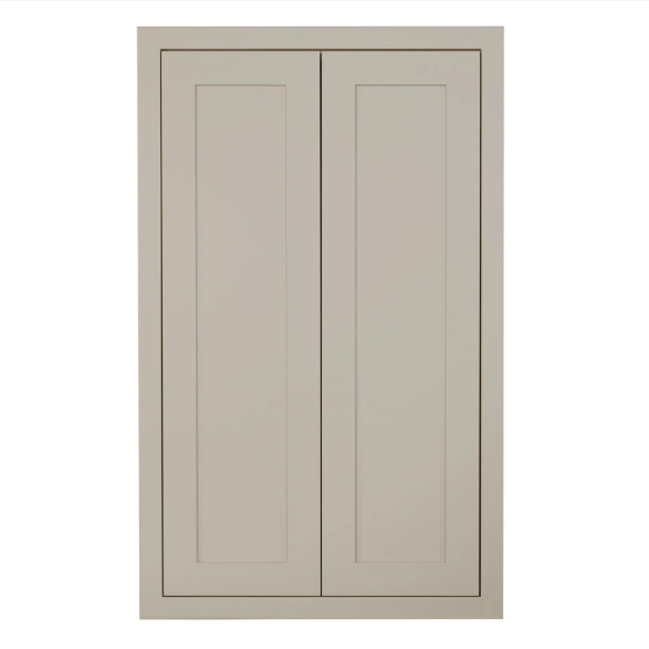 24"W x 39"H wall cabinet with double doors and two shelves finished in Tuscan Grey